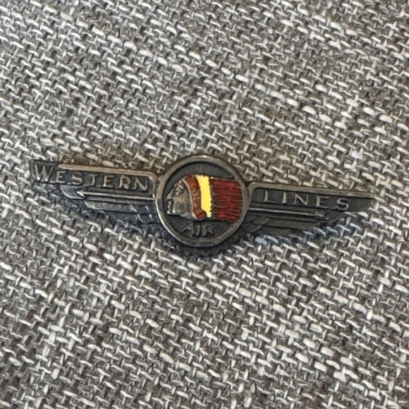 Vintage Silver and Red Western Lines Air Brooch - Picture 5 of 7